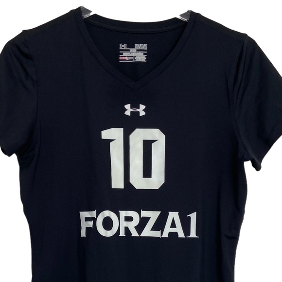 Girls Short Sleeve V-Neck Black Volleyball T-Shirt Size Med FORZA 1 Volleyball - Picture 2 of 5
